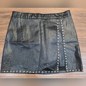 Kelayasi PU Leather Silver Studded A-Line Mini Skirt Size XXL *see measurements